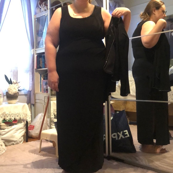 Black elegant long black dress with cover up - Picture 7 of 8